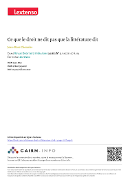 Ce que le droit ne dit pas que la littérature dit